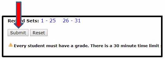 Picture of the submit button on grade entry page