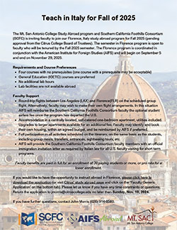 Teach in Italy for Fall of 2025