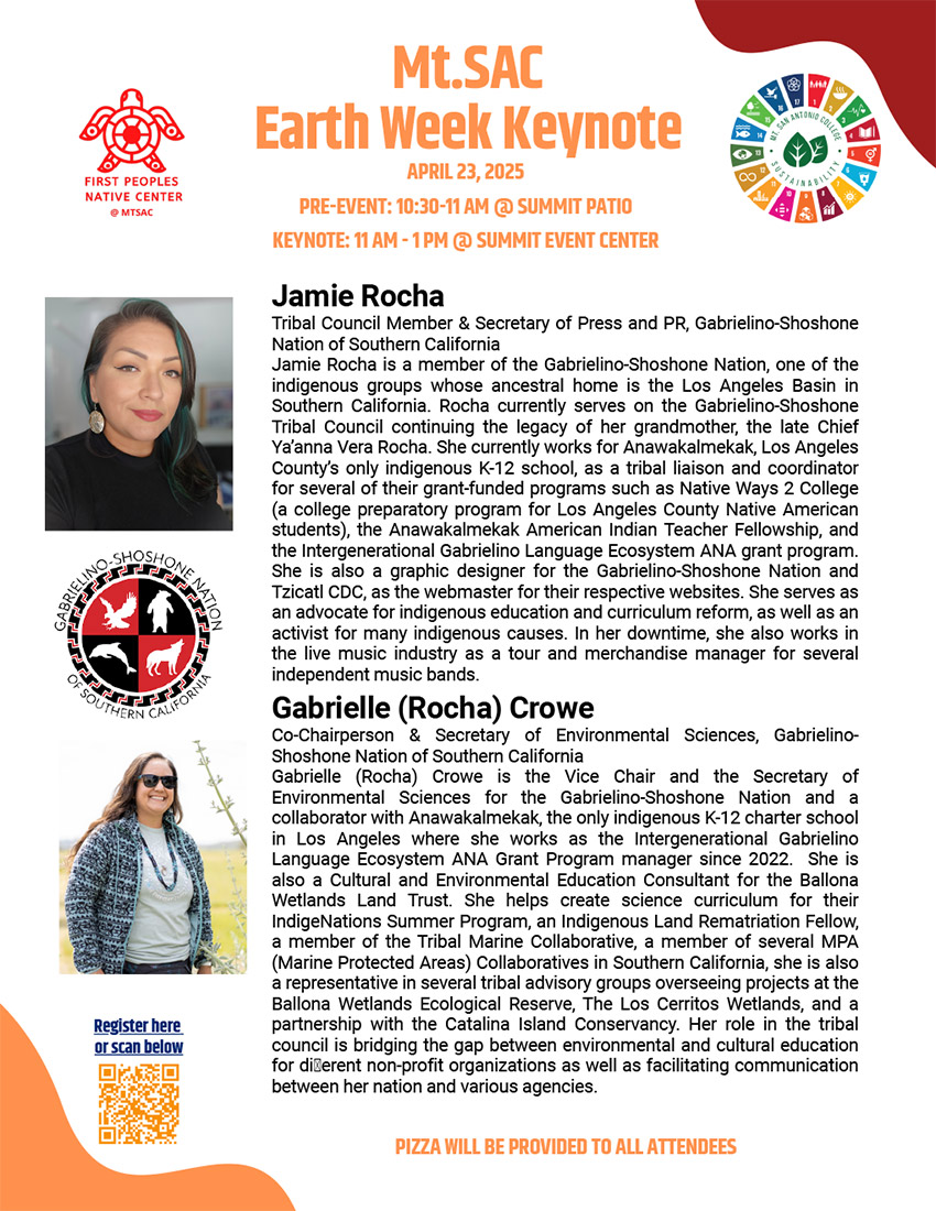 Mt SAC Earth Week Keynote: Jaime Rocha and Gabrielle Crowe