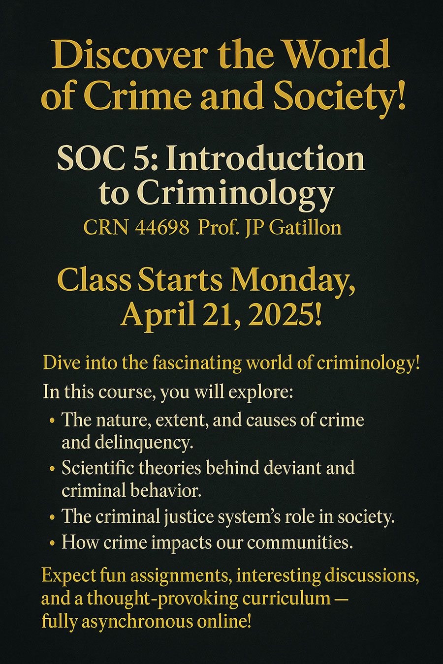 Experience the World of Sociology: New SOC 5 Online Course Offering