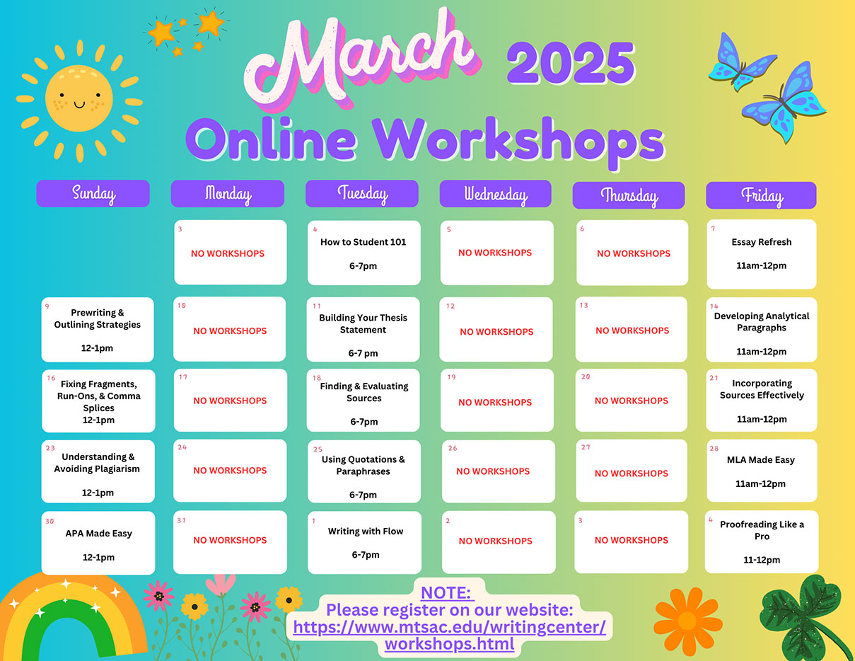 Online Writing Workshops with the Writing Center