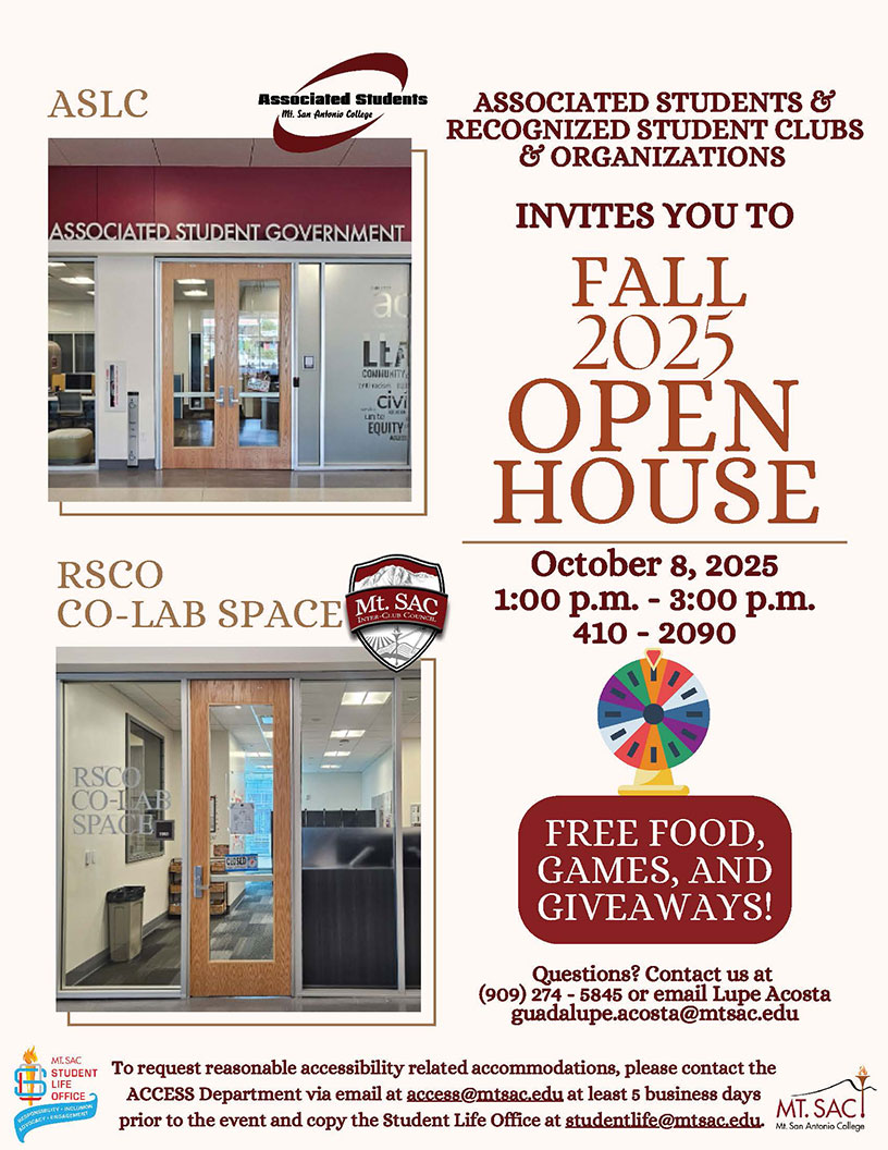 Associated Students and the Recognized Student Clubs and Organizations Open House
