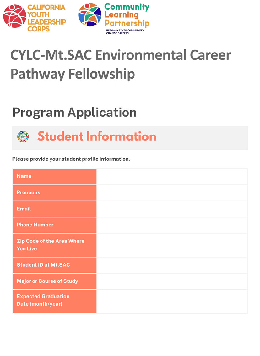 CYLC-Mt.SAC Environmental Fellowship Application 2026, Apply