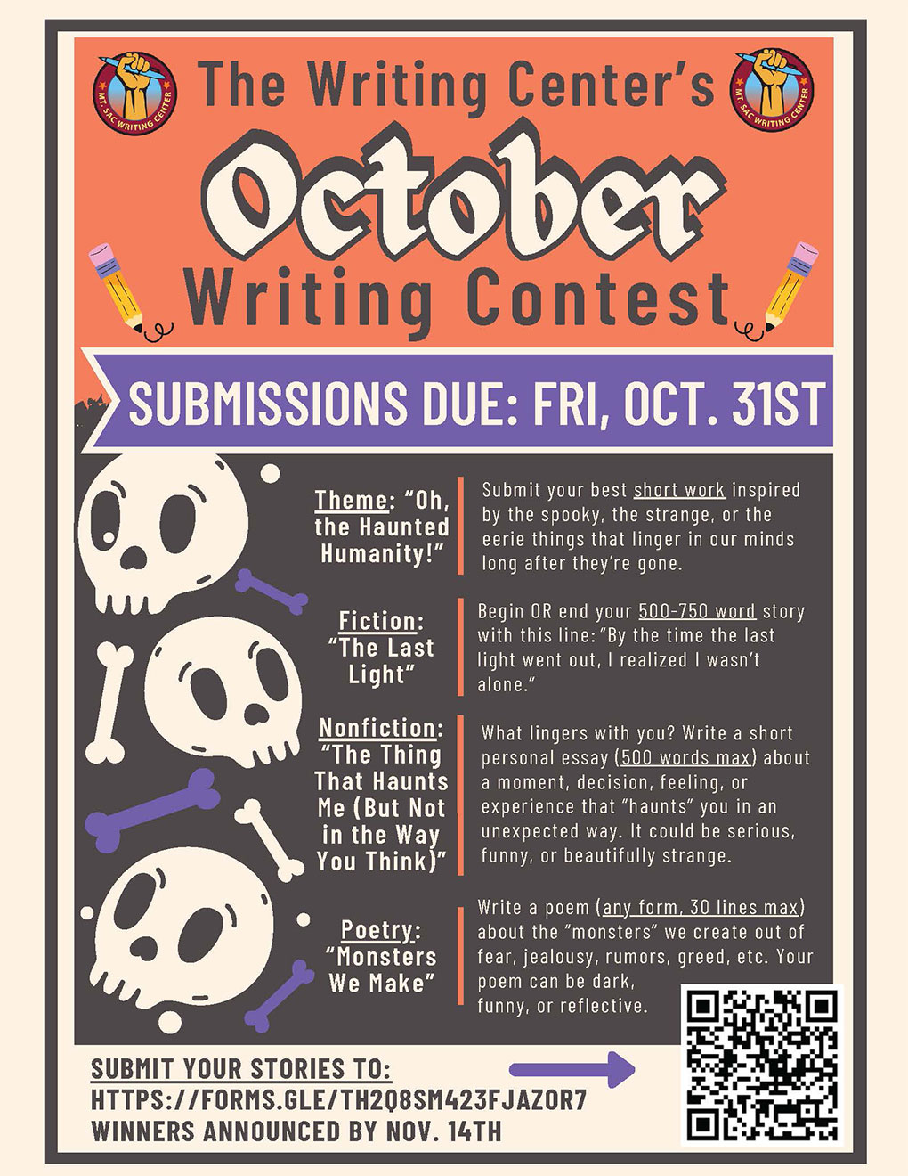 The Writing Center's October Writing Contest