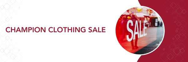 Champion Clothing sale at the Bookstore!