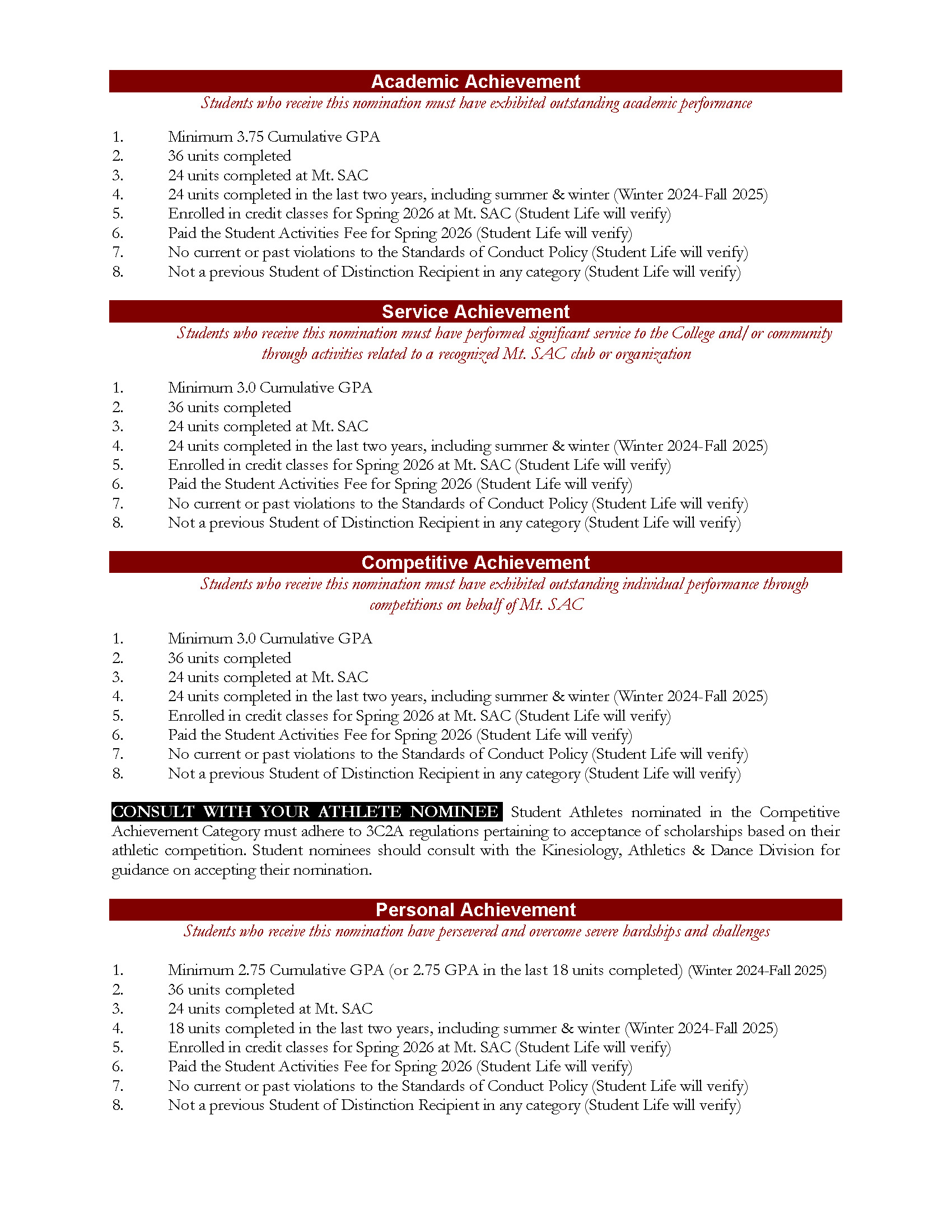 Students of Distinction Nominations 2026 - Now Being Accepted