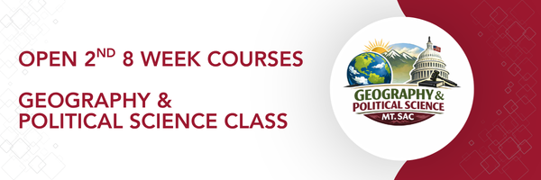 Still Need a Spring Class? Two Late-Start Online Classes Just Opened in Geography and Political Science