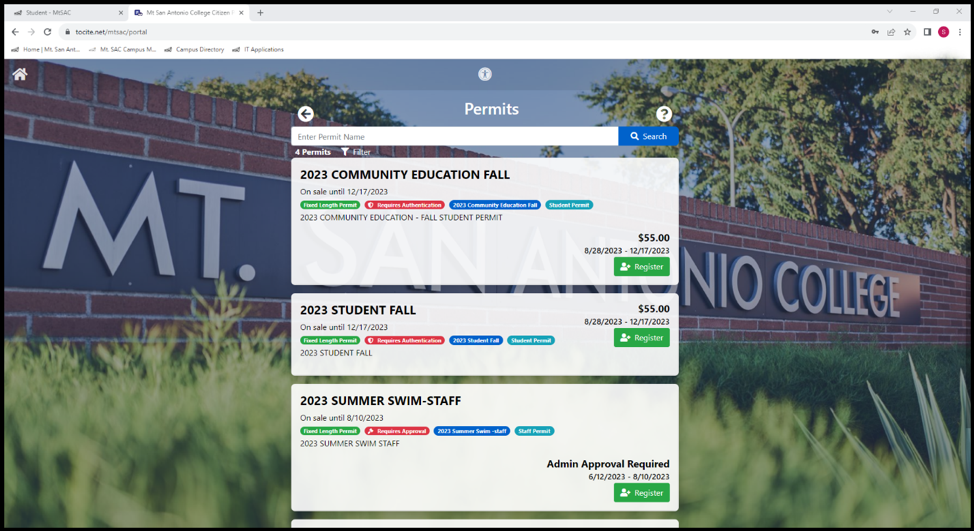 Step 4: Select the student permit option