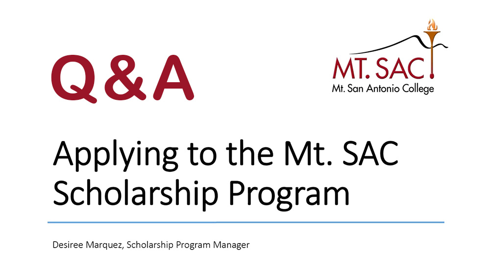Mt. SAC Scholarship Short Answer Questions Overview