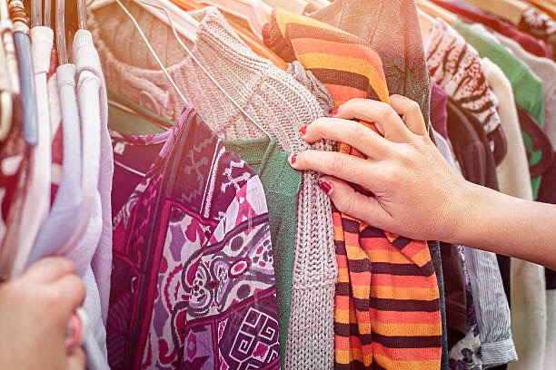 Colorful clothing on rack