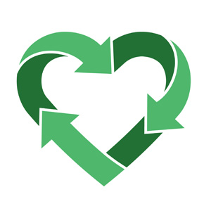 Recycle Icon shaped as a Heart