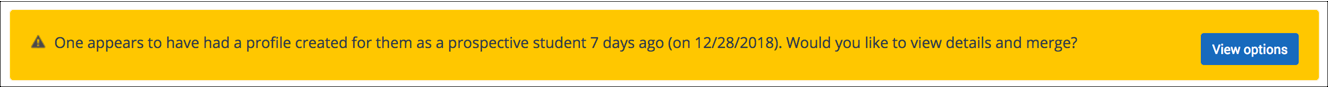 Screenshot showing the potential matched accounts notification.