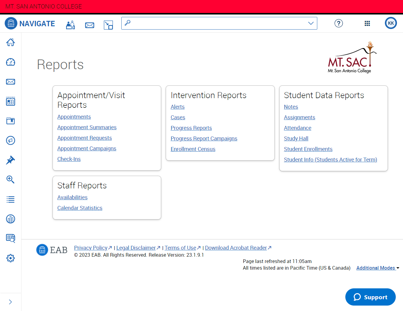 Screenshot of Navigate's reports dashboard.