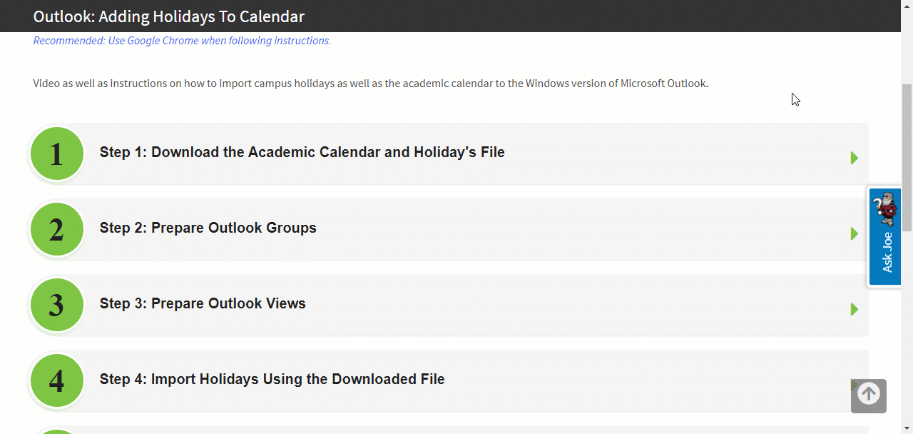 Capture of desktop performing steps listed