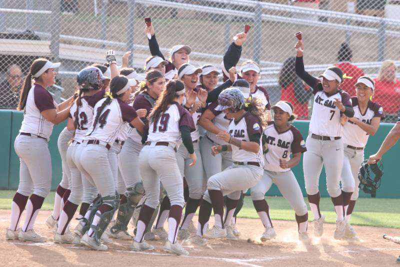 Winning softball team celebrates